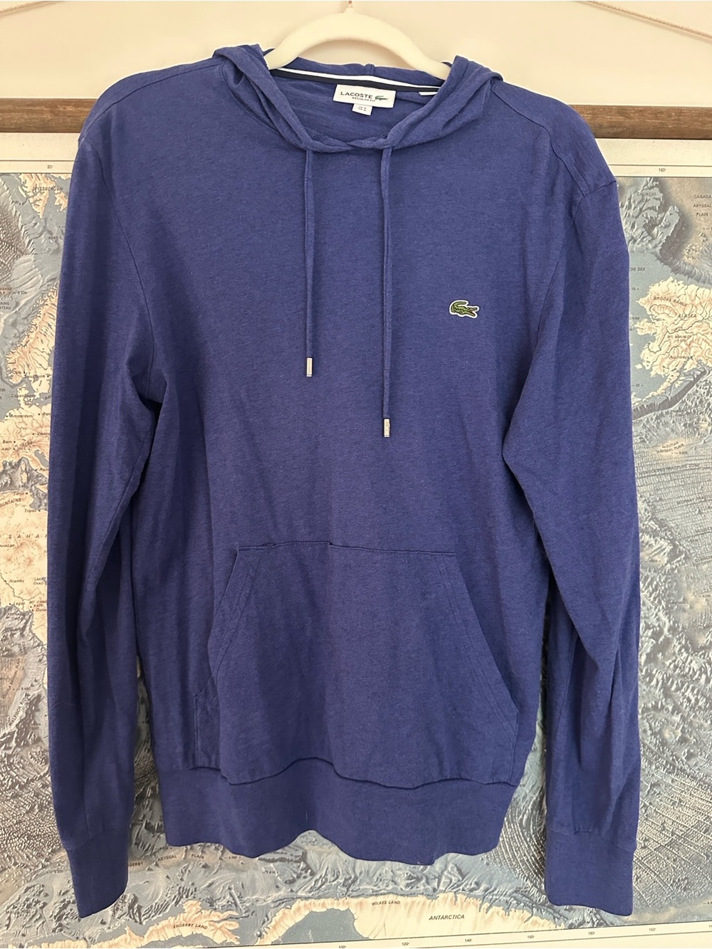 Lacoste Indigo Hooded Pullover Sweatshirt Size Small